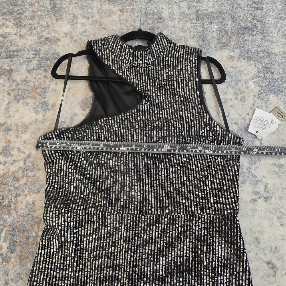 Donna Morgan Dress Womens 16 Black Sequin One Shoulder Cutout Midi Bodycon NEW - Picture 7 of 12